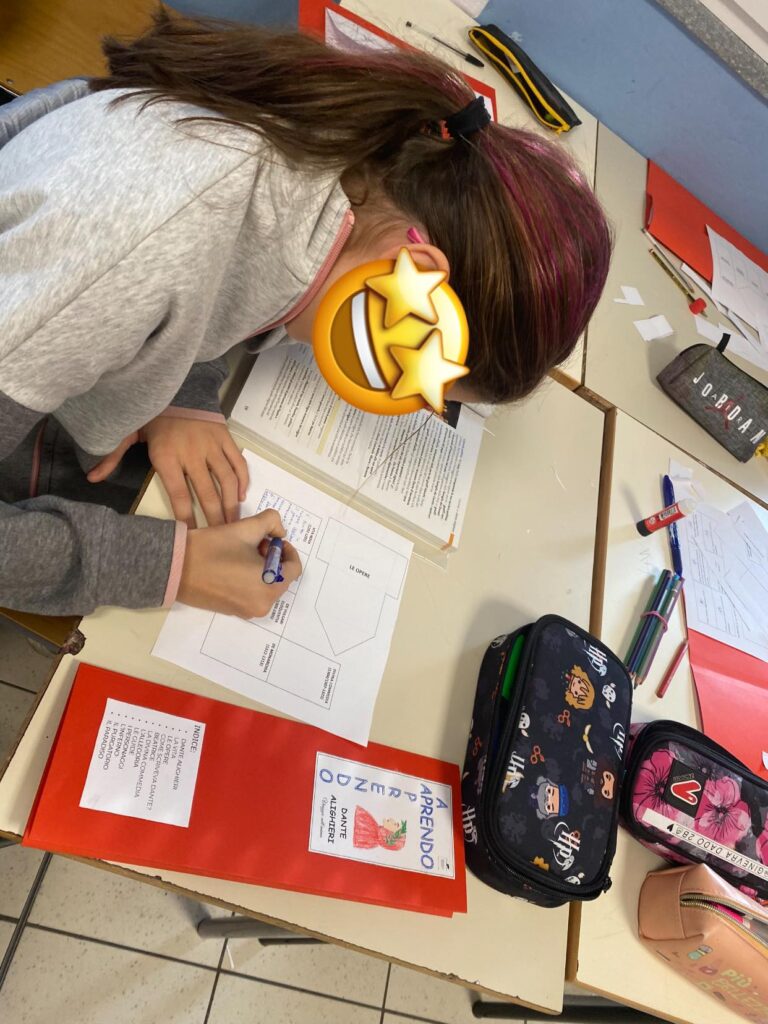 Studenti che costruiscono un lapbook